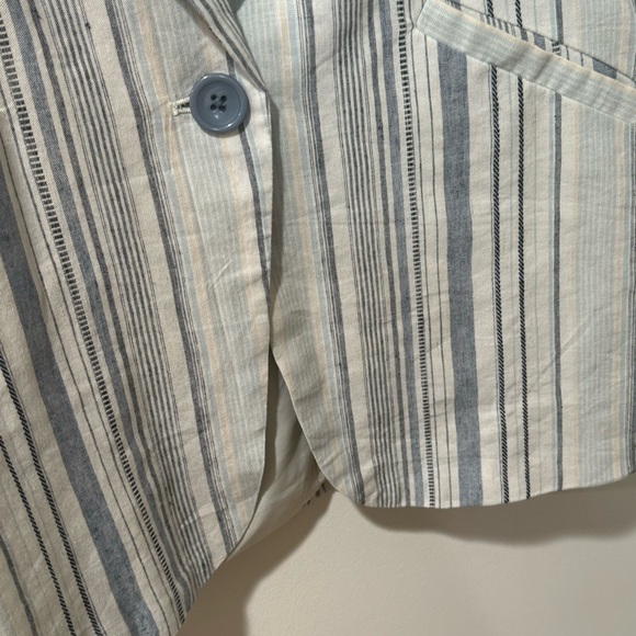 NWT Anthropolgie Drew Blue Stripe XS Linen Blazer - Picture 4 of 8